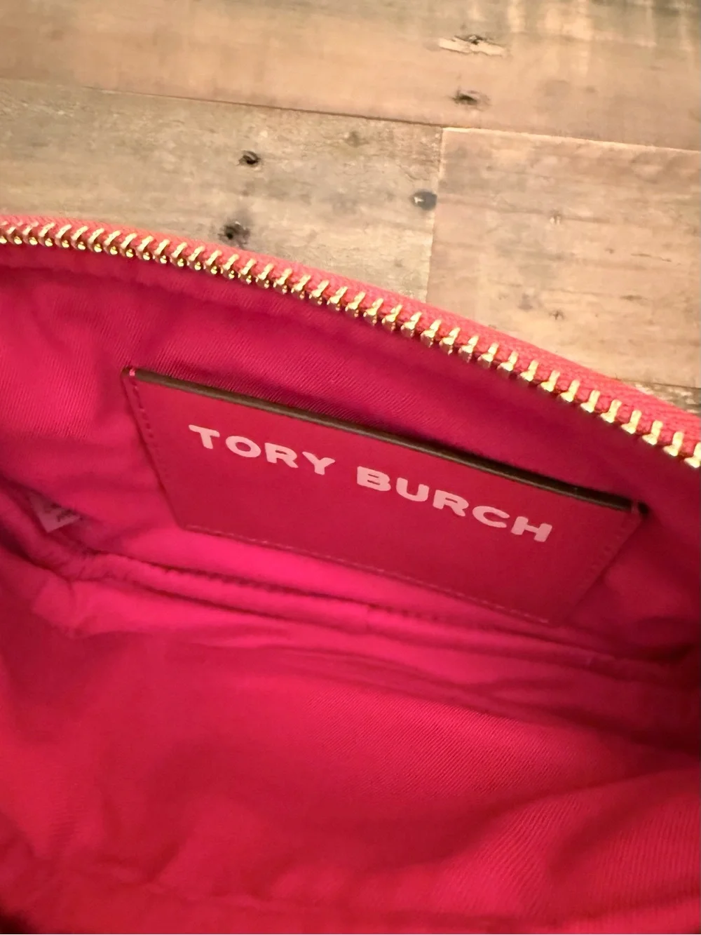Tory Burch Red Stripe Jacquard Wristlet
